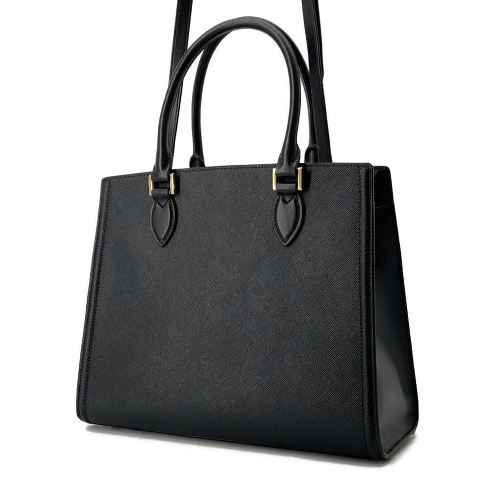 Prada Tote Leather Bag Saffiano Black Shoulder